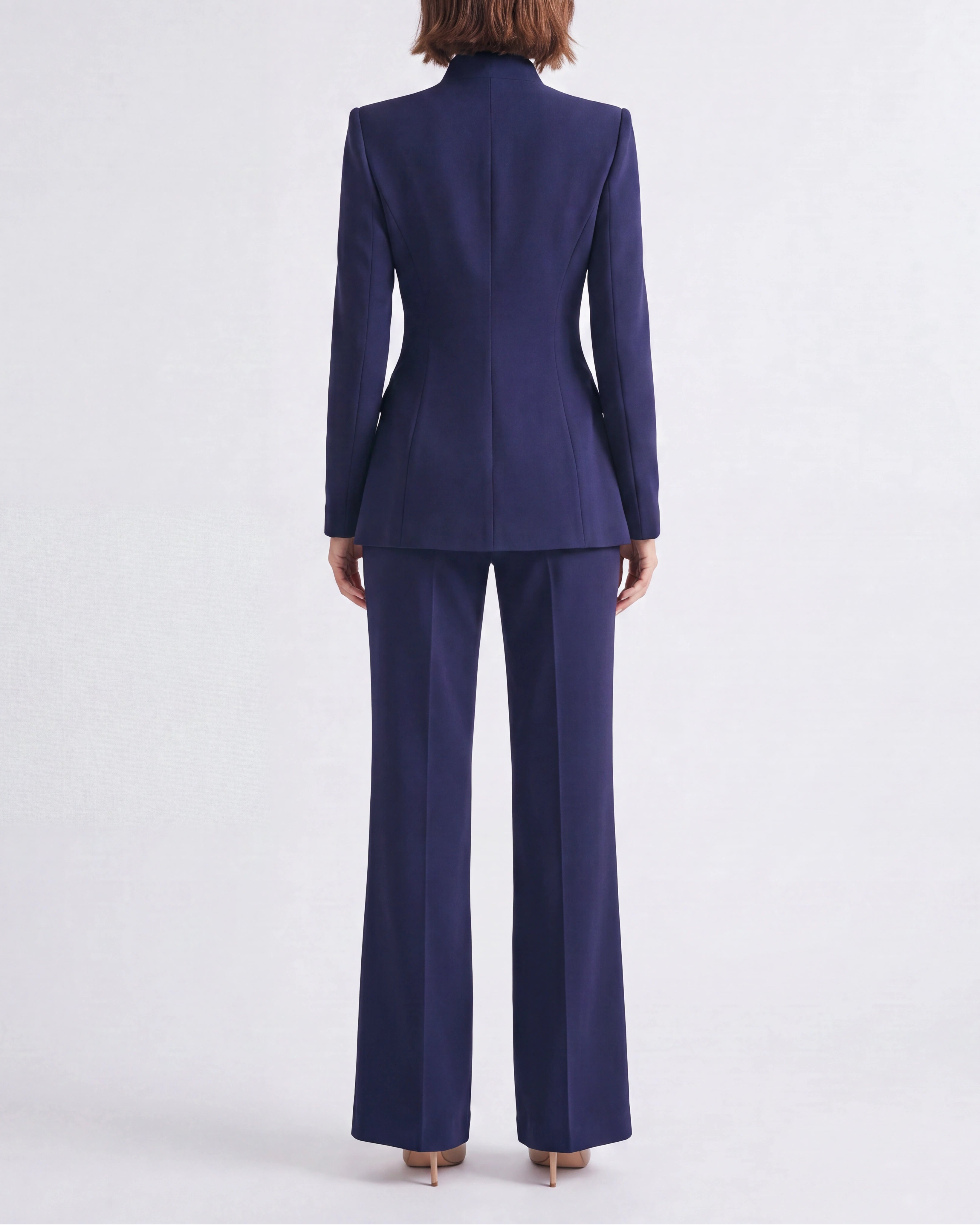 Women's Fitted Two Piece Blazer and Straight Leg Trouser Suit Set