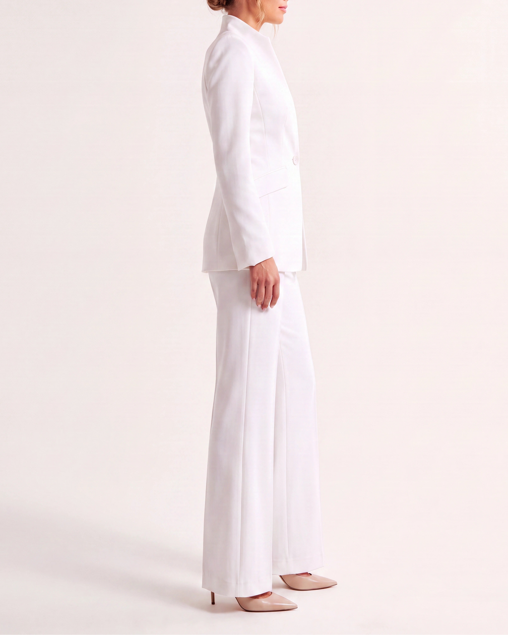 Women's Fitted Two Piece Blazer and Straight Leg Trouser Suit Set