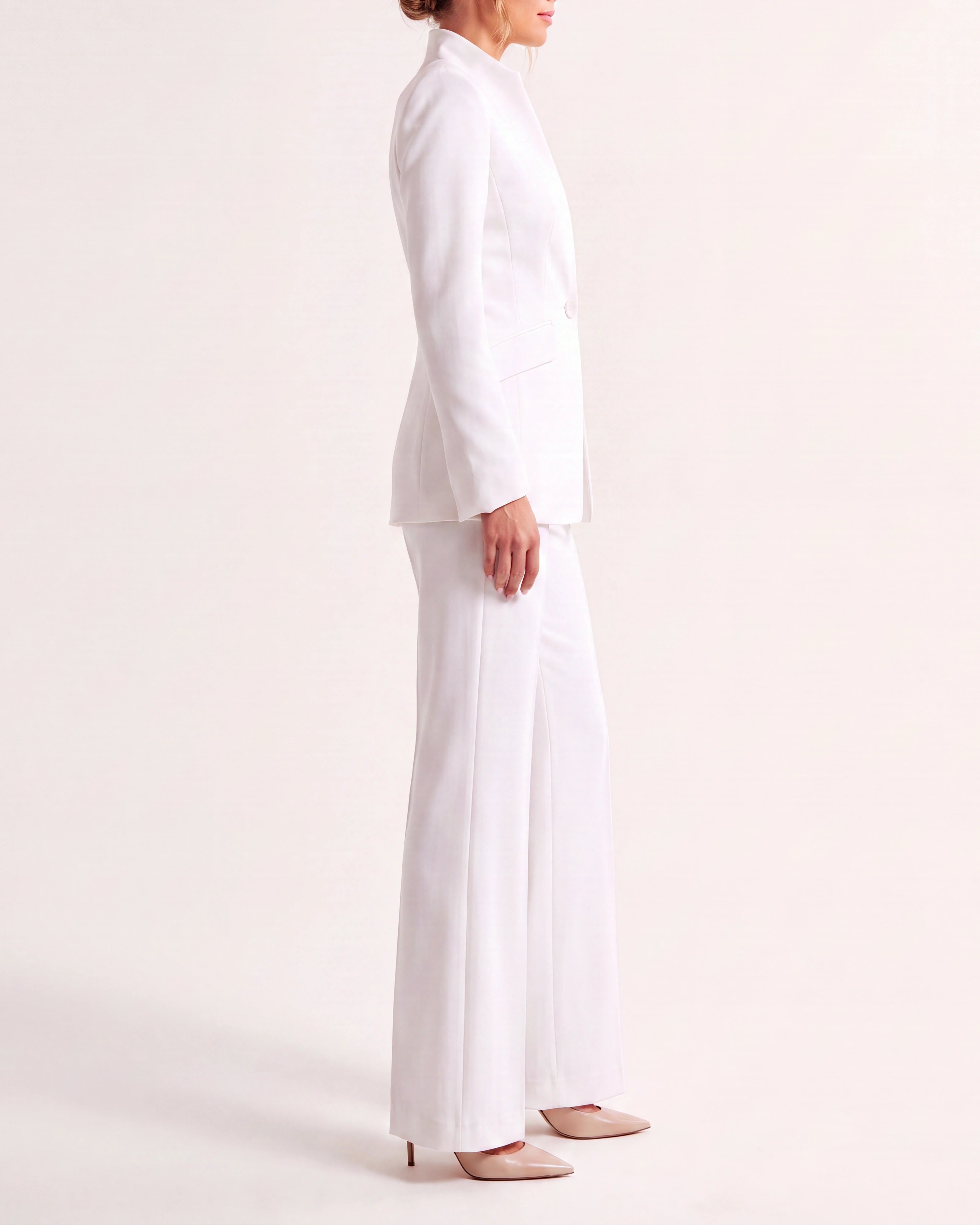 Women's Fitted Two Piece Blazer and Straight Leg Trouser Suit Set