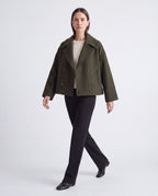 Women's Double Breasted Notch Lapel Short Jacket with Pockets