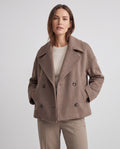Women's Double Breasted Notch Lapel Short Jacket with Pockets