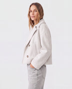 Women's Double Breasted Notch Lapel Short Jacket with Pockets