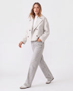 Women's Double Breasted Notch Lapel Short Jacket with Pockets