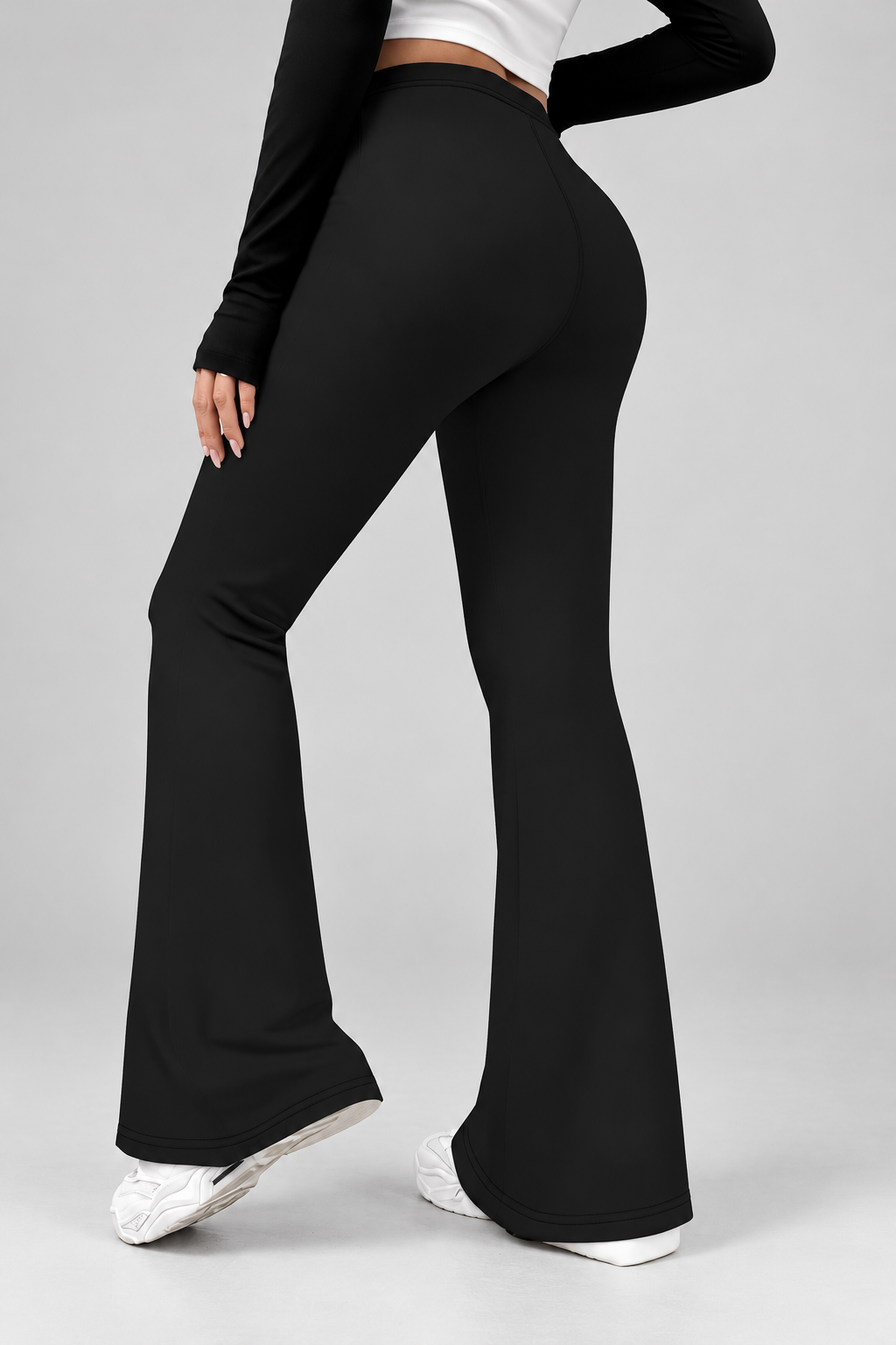 Women's Flared Trousers with High Waist and Stretch Fit