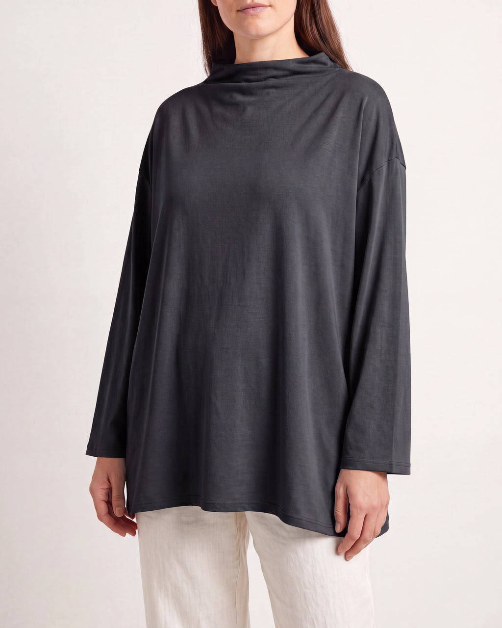 Women's Oversized Mock Neck Long Sleeve Top