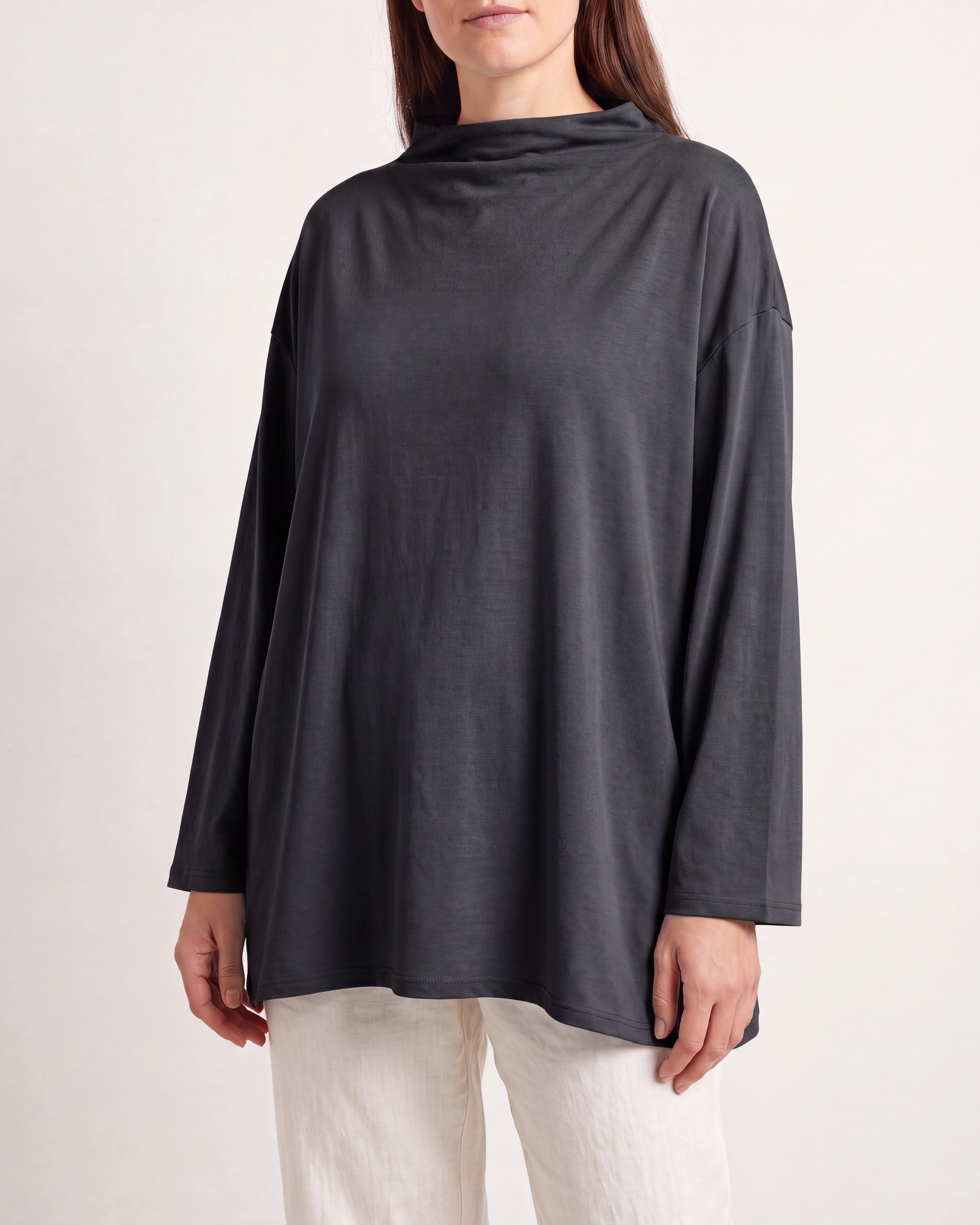 Women's Oversized Mock Neck Long Sleeve Top
