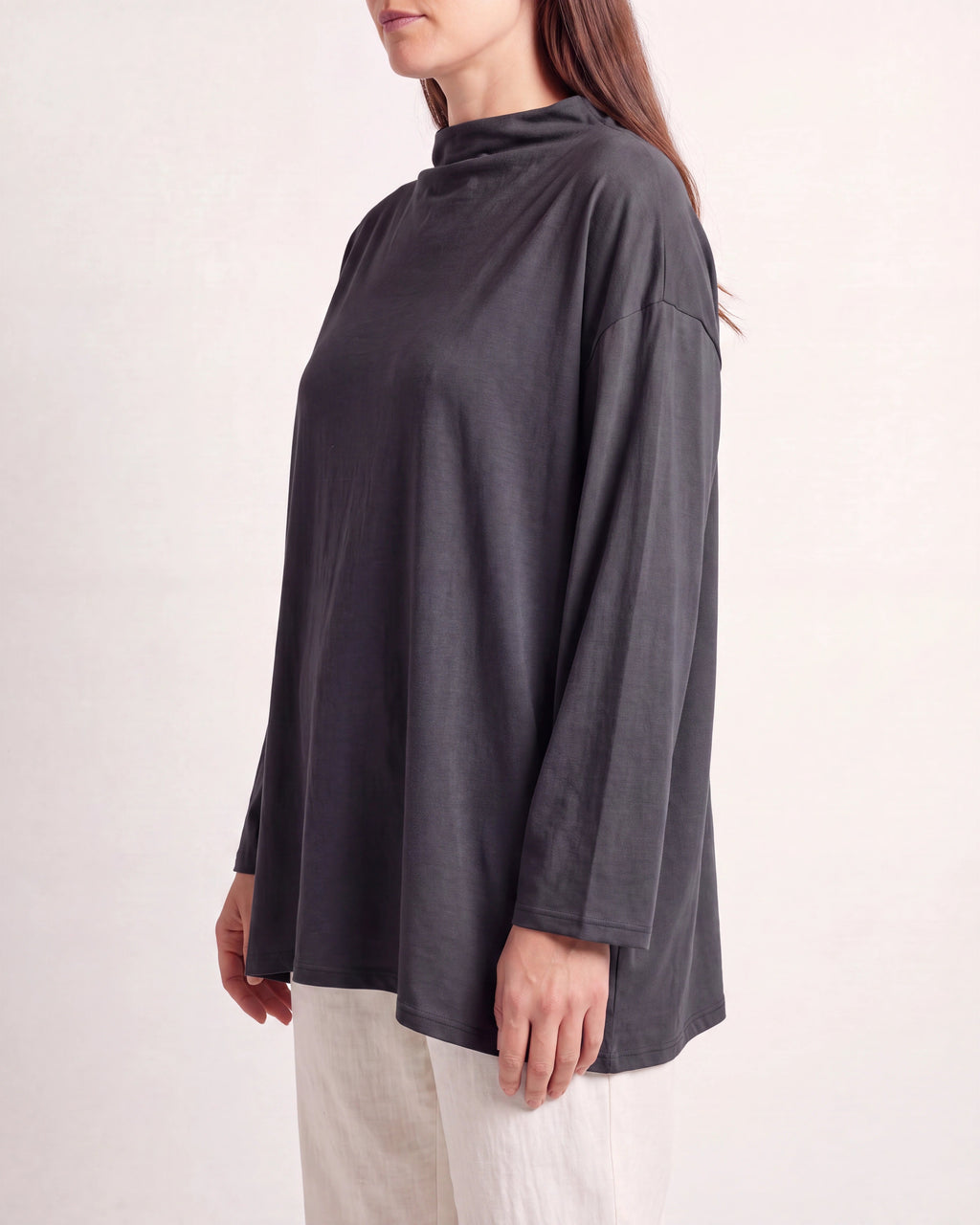 Women's Oversized Mock Neck Long Sleeve Top