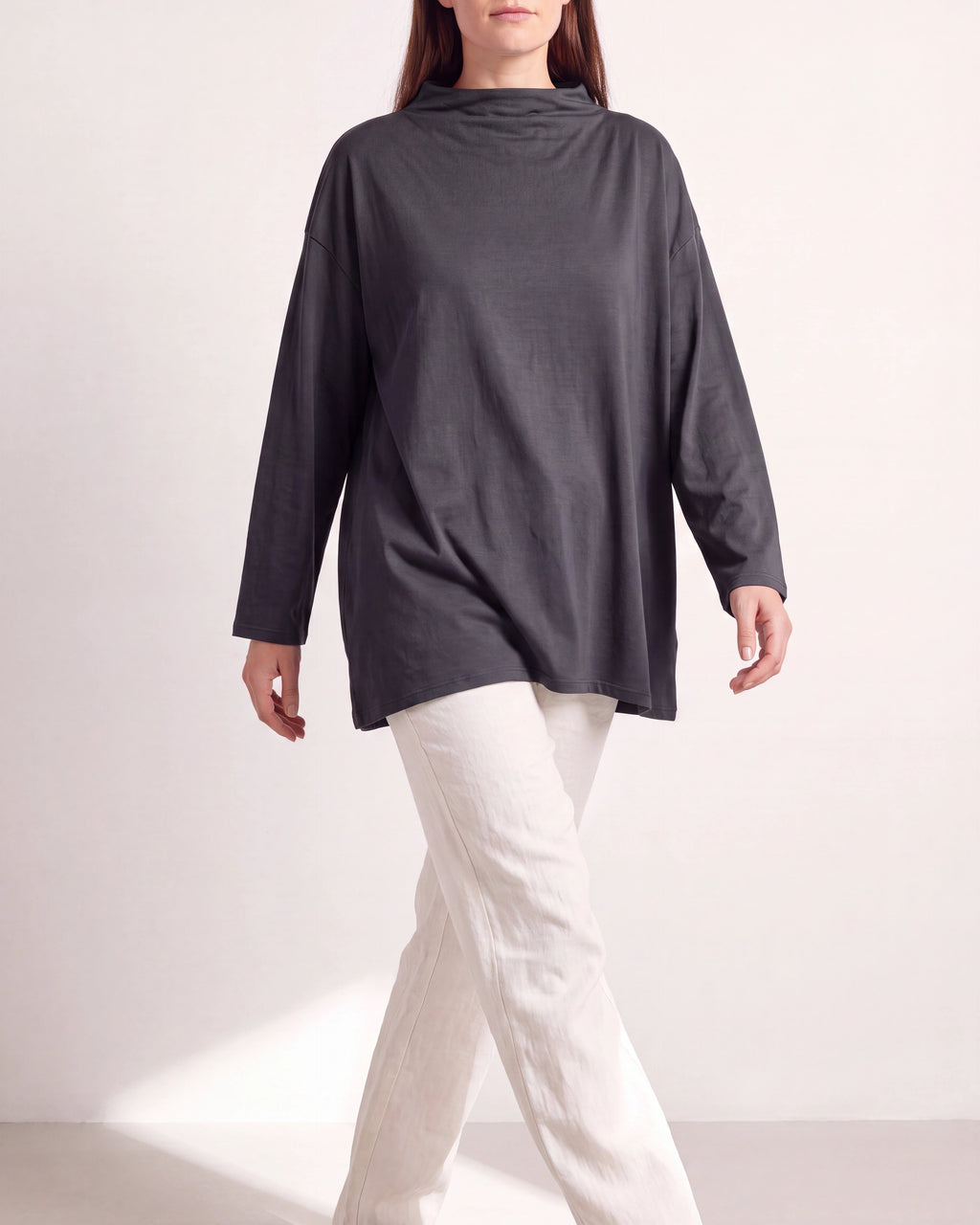 Women's Oversized Mock Neck Long Sleeve Top