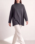 Women's Oversized Mock Neck Long Sleeve Top