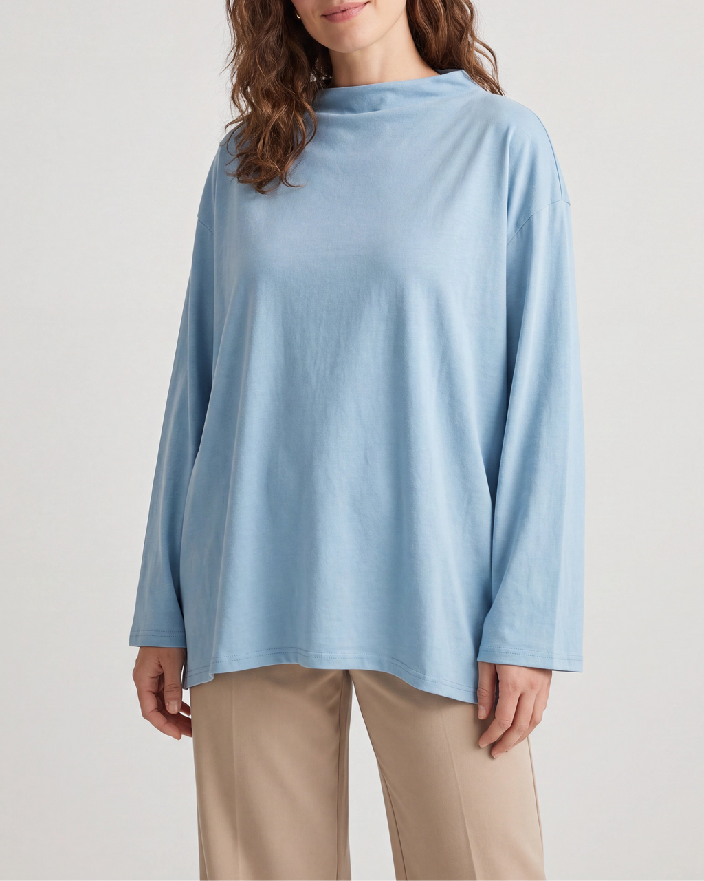 Women's Oversized Mock Neck Long Sleeve Top
