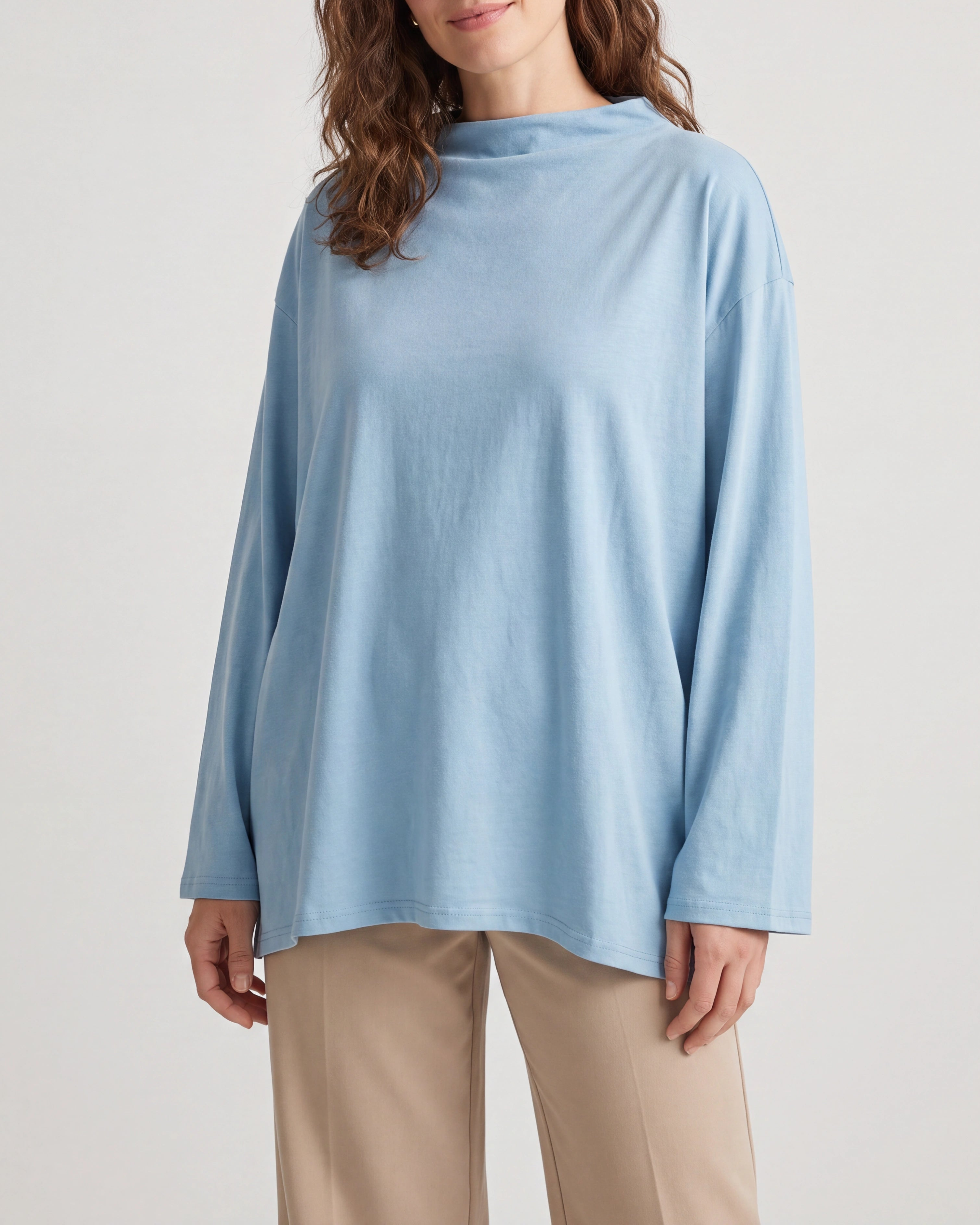 Women's Oversized Mock Neck Long Sleeve Top