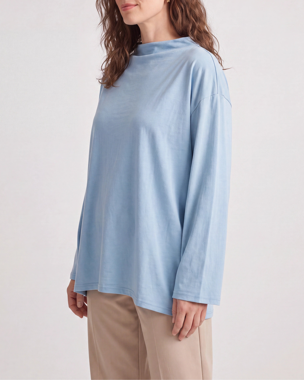 Women's Oversized Mock Neck Long Sleeve Top