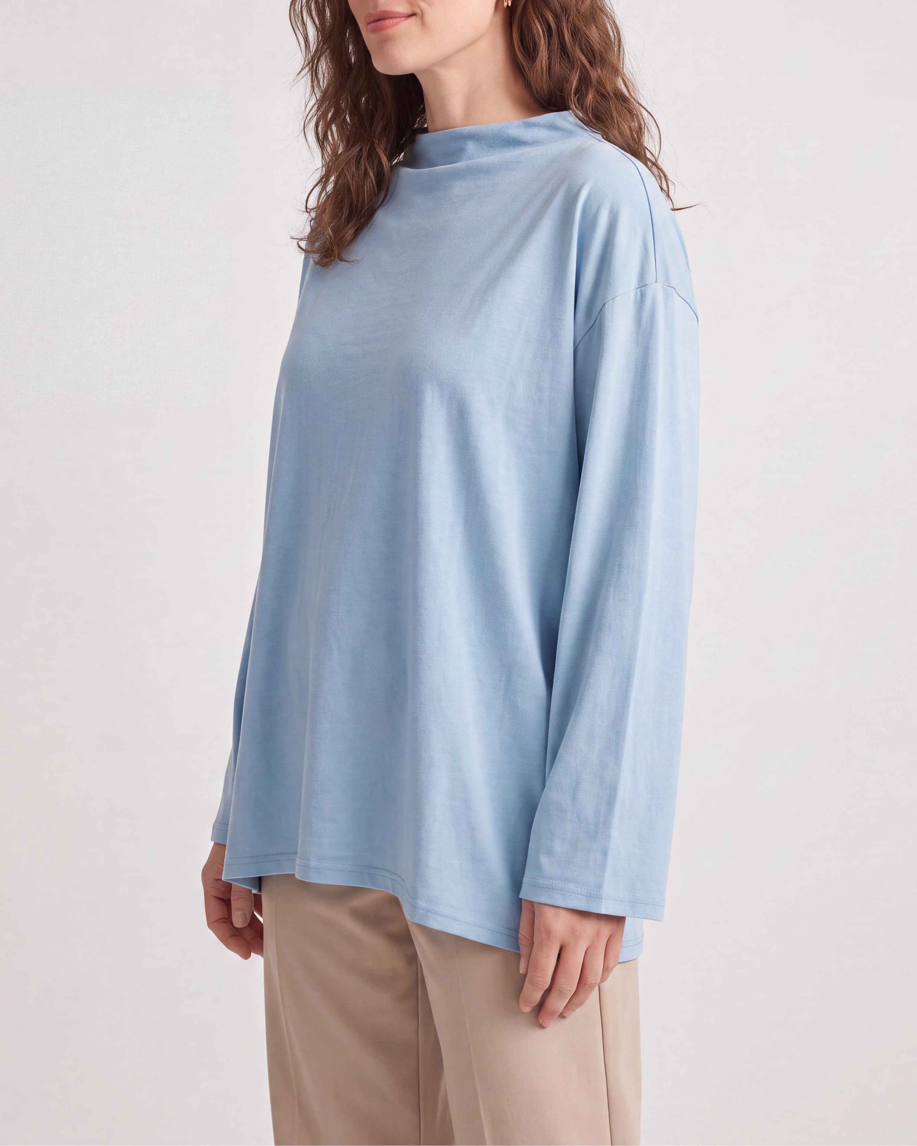 Women's Oversized Mock Neck Long Sleeve Top
