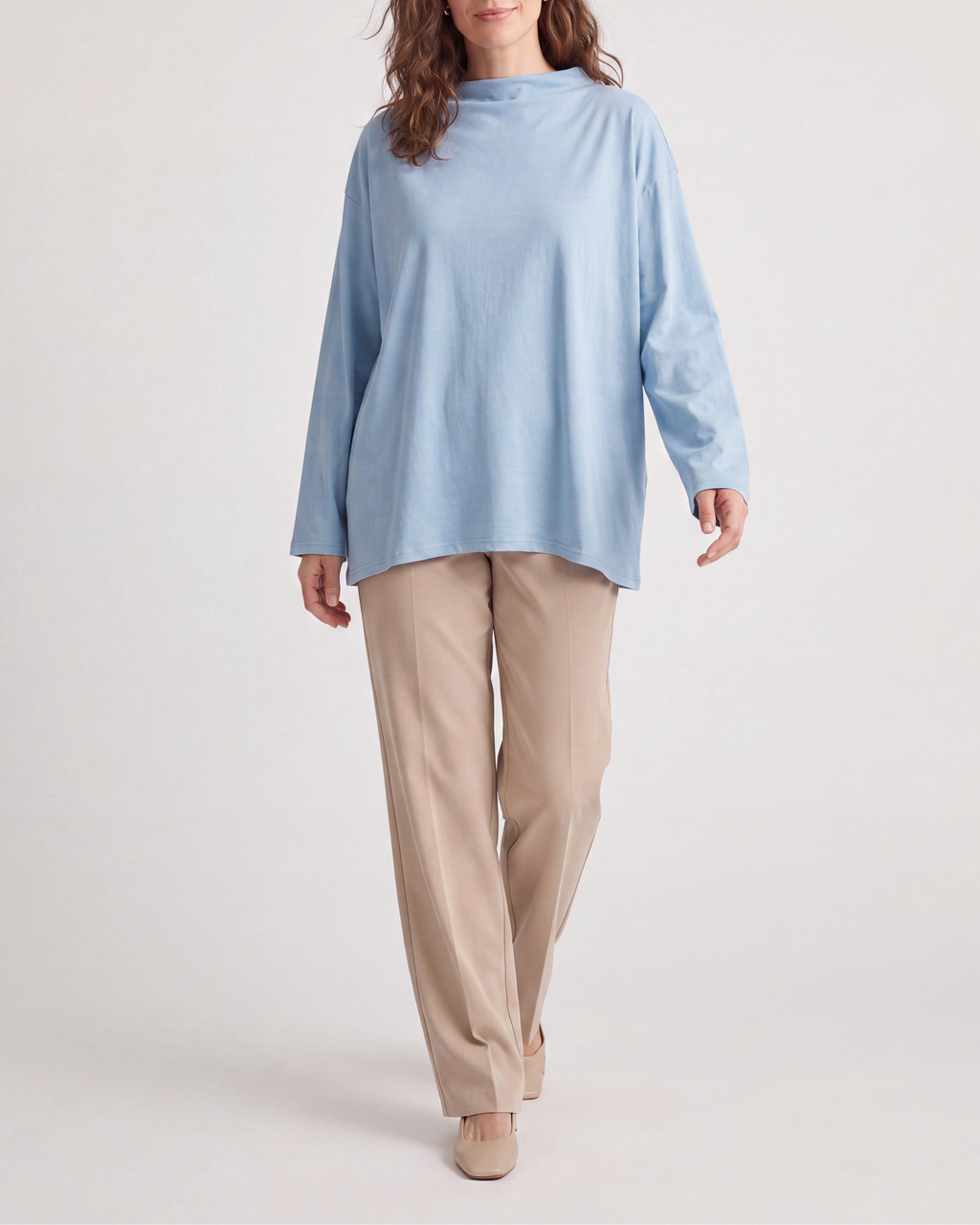 Women's Oversized Mock Neck Long Sleeve Top