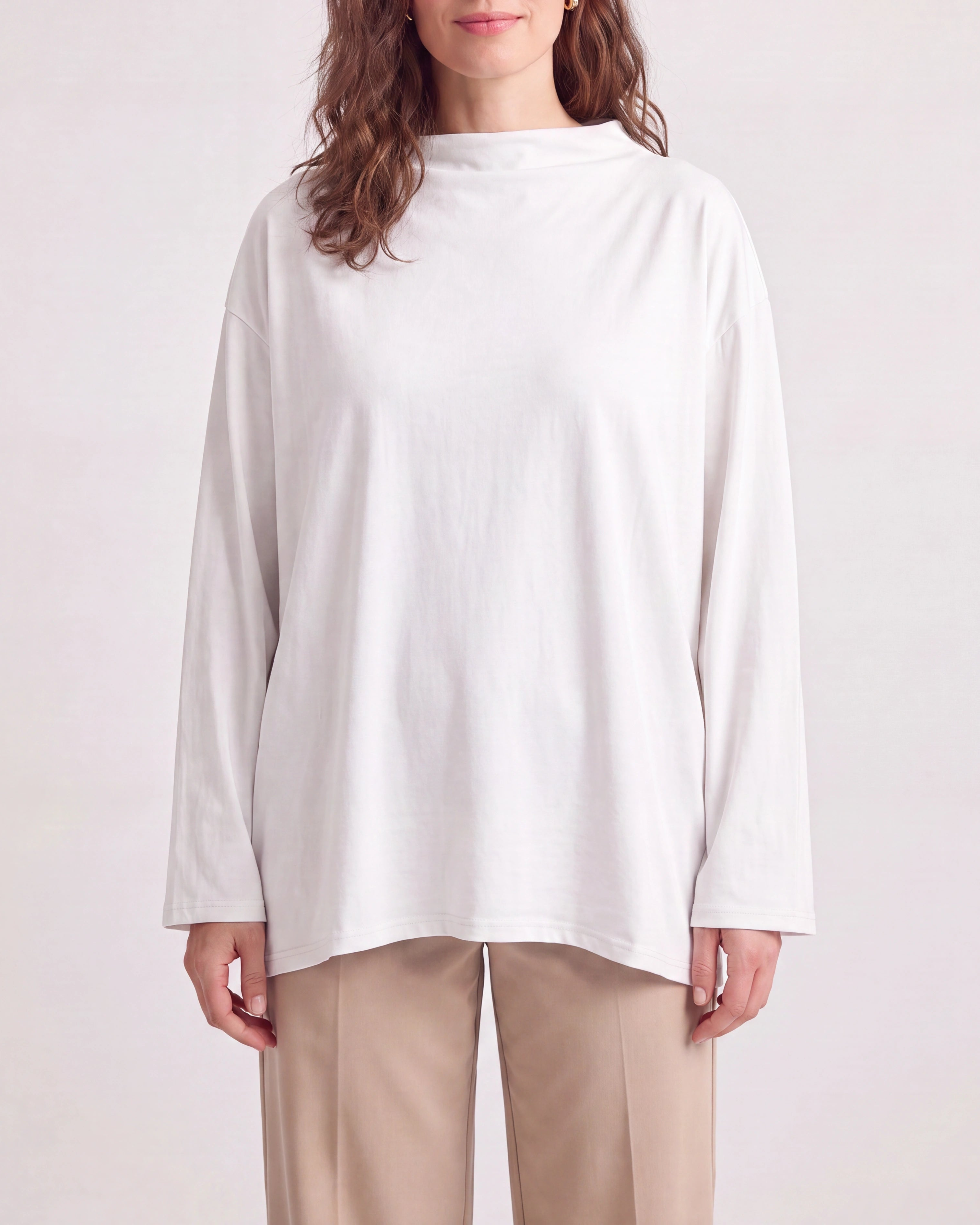 Women's Oversized Mock Neck Long Sleeve Top