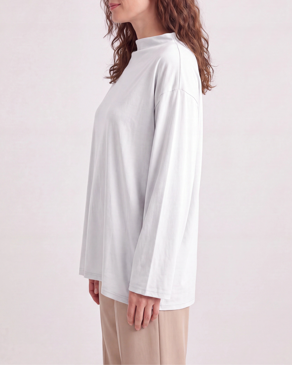 Women's Oversized Mock Neck Long Sleeve Top