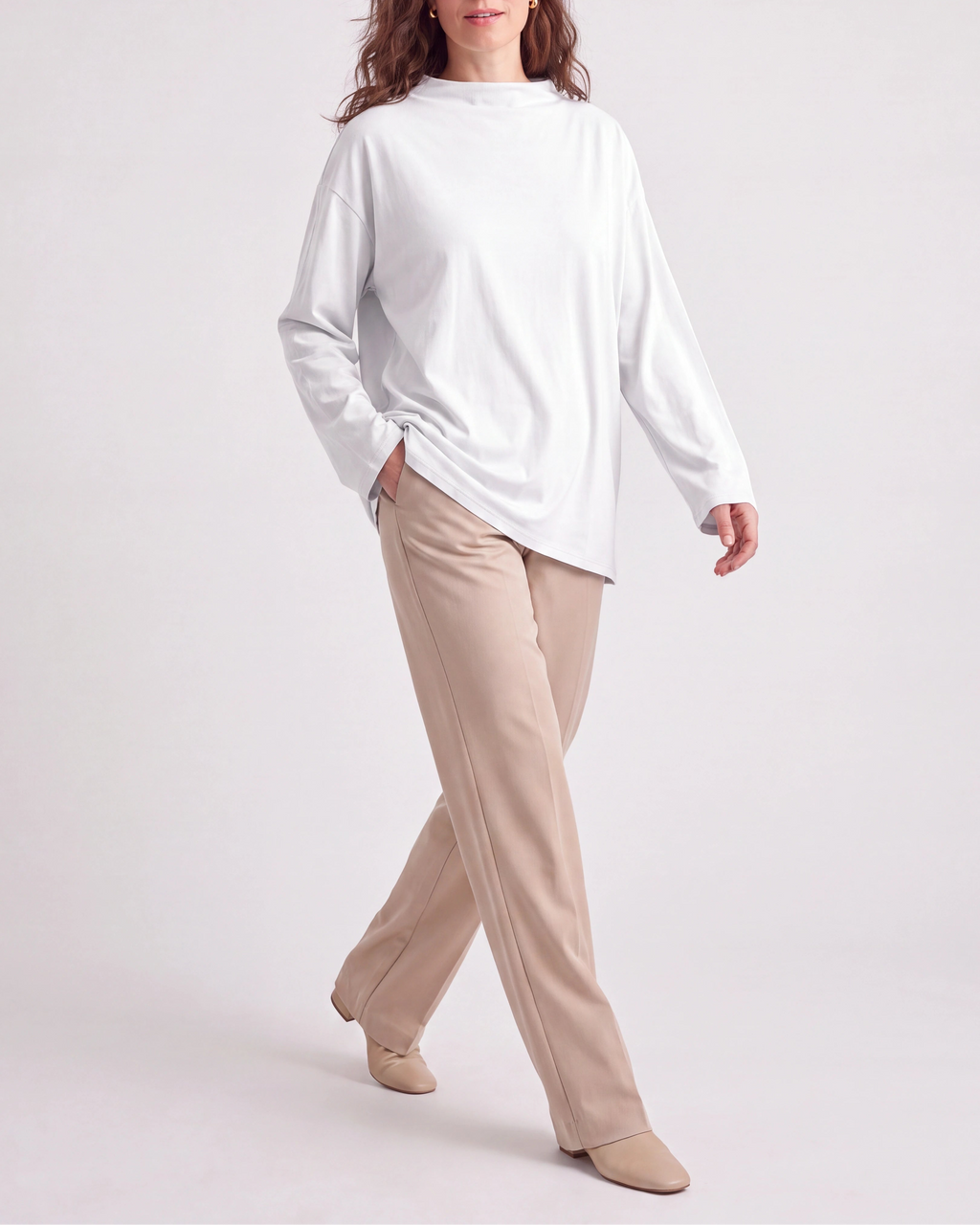 Women's Oversized Mock Neck Long Sleeve Top