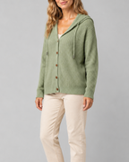 Women's Hooded Button Front Textured Ribbed Knit Cardigan