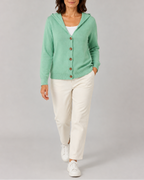 Women's Hooded Button Front Long Sleeve Knit Cardigan
