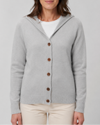 Women's Hooded Button Front Long Sleeve Knit Cardigan