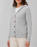 Women's Hooded Button Front Long Sleeve Knit Cardigan