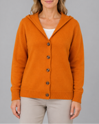 Women's Hooded Button Front Long Sleeve Knit Cardigan