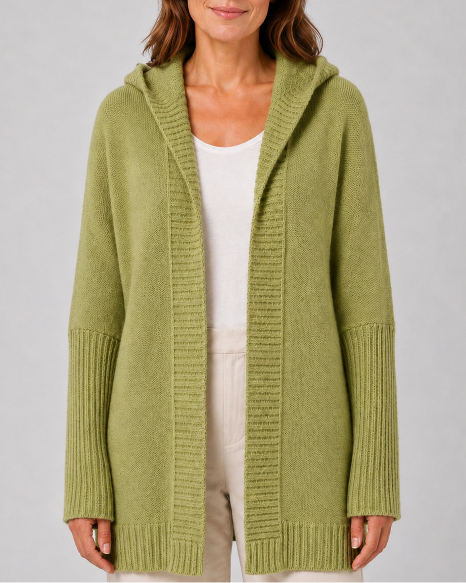 Women's Hooded Longline Knit Cardigan with Open Front