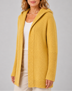 Women's Hooded Longline Knit Cardigan with Open Front