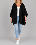 Women's Hooded Open Front Ribbed Knit Cardigan