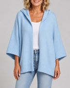 Women's Hooded Open Front Ribbed Knit Cardigan