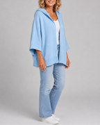 Women's Hooded Open Front Ribbed Knit Cardigan