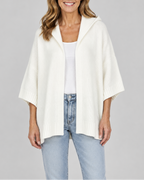 Women's Hooded Open Front Ribbed Knit Cardigan
