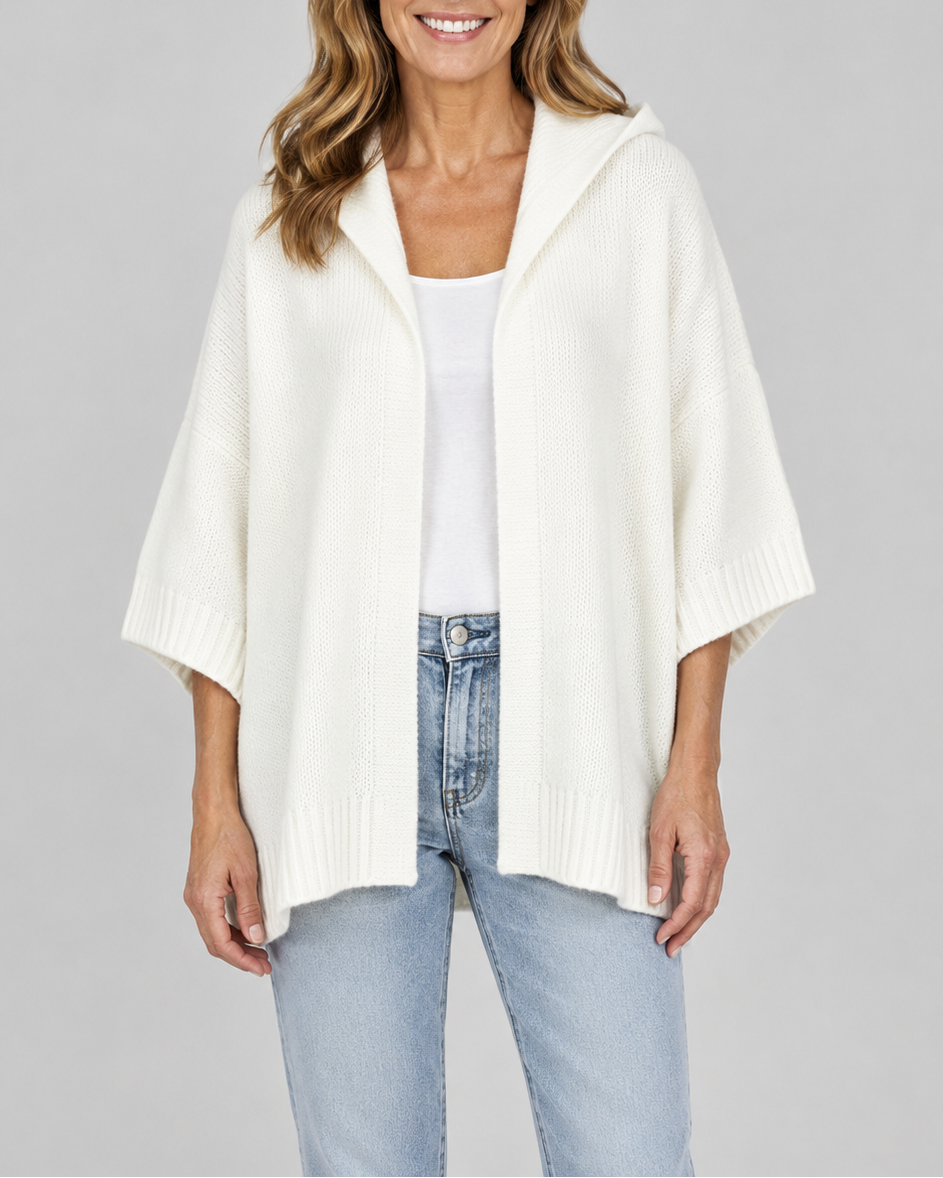 Women's Hooded Open Front Ribbed Knit Cardigan
