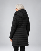 Women's Longline Puffer Coat with Soft Fleece Lining and Zip Front