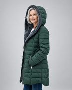 Women's Longline Puffer Coat with Soft Fleece Lining and Zip Front