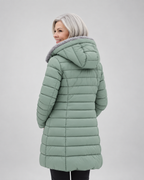 Women's Longline Puffer Coat with Soft Fleece Lining and Zip Front