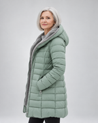 Women's Longline Puffer Coat with Soft Fleece Lining and Zip Front