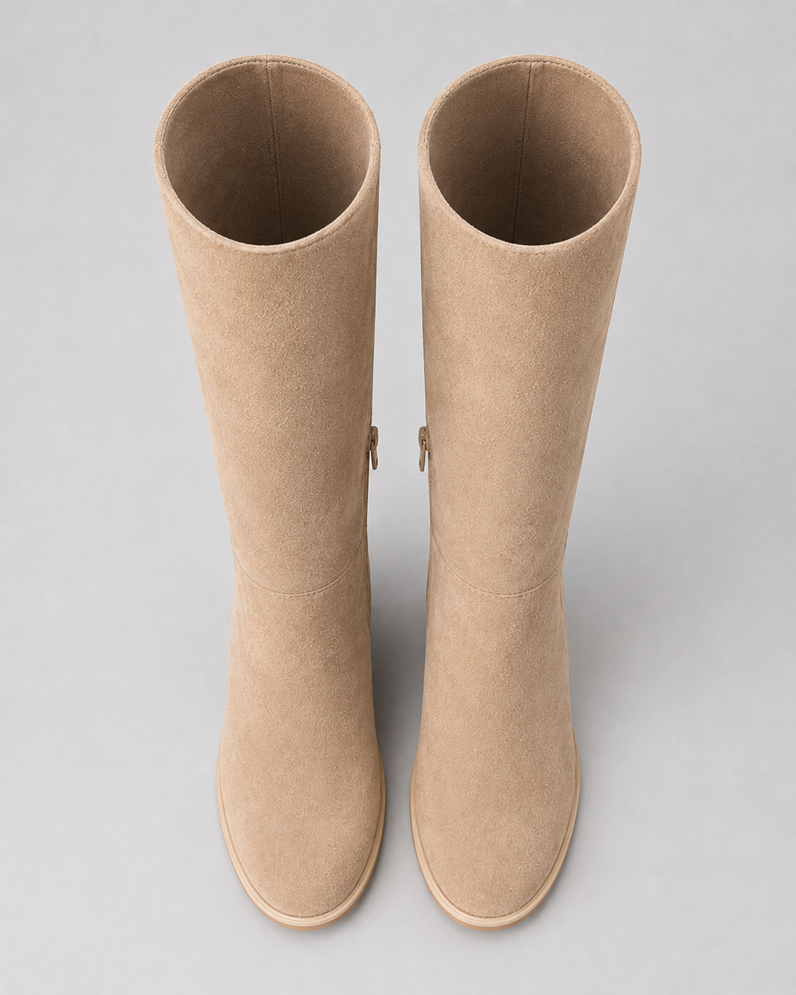 Women's Knee High Boots with Block Heel and Side Zip