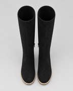 Women's Knee High Boots with Block Heel and Side Zip