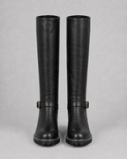 Women's Knee High Boots with Buckle Strap and Block Heel