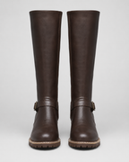 Women's Knee High Boots with Buckle Strap and Block Heel