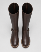 Women's Knee High Boots with Buckle Strap and Block Heel