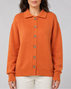 Women's Knit Cardigan with Collar and Button Front