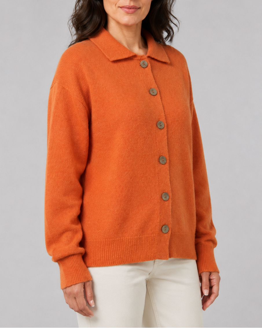 Women's Knit Cardigan with Collar and Button Front