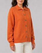 Women's Knit Cardigan with Collar and Button Front