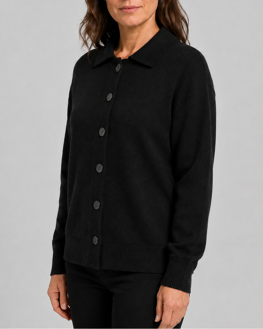Women's Knit Cardigan with Collar and Button Front