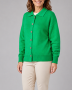 Women's Knit Cardigan with Collar and Button Front