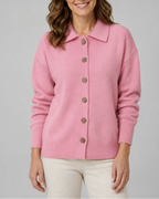 Women's Knit Cardigan with Collar and Button Front