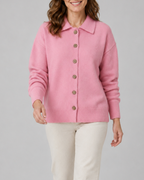 Women's Knit Cardigan with Collar and Button Front