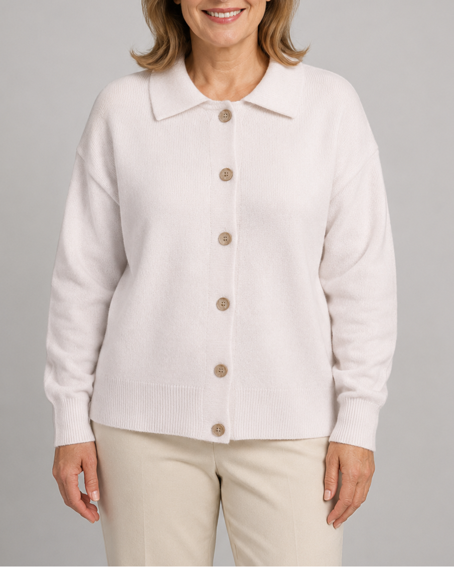 Women's Knit Cardigan with Collar and Button Front